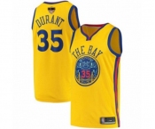 Golden State Warriors #35 Kevin Durant Authentic Gold 2019 Basketball Finals Bound Basketball Jersey - City Edition