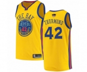 Golden State Warriors #42 Nate Thurmond Authentic Gold 2019 Basketball Finals Bound Basketball Jersey - City Edition