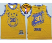 NBA Golden State Warrlors #30 Stephen Curry Gold Throwback The City Finals Patch Stitched Jerseys