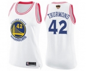 Women Golden State Warriors #42 Nate Thurmond Swingman White Pink Fashion 2019 Basketball Finals Bound Basketball Jersey