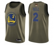 Youth Golden State Warriors #2 Jordan Bell Swingman Green Salute to Service 2019 Basketball Finals Bound Basketball Jersey