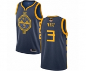 Youth Golden State Warriors #3 David West Swingman Navy Blue Basketball 2019 Basketball Finals Bound Jersey - City Edition