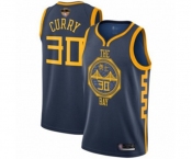Youth Golden State Warriors #30 Stephen Curry Swingman Navy Blue Basketball 2019 Basketball Finals Bound Jersey - City Edition