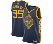 Youth Golden State Warriors #35 Kevin Durant Swingman Navy Blue Basketball 2019 Basketball Finals Bound Jersey - City Edition
