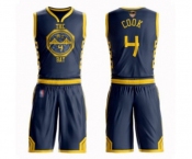 Youth Golden State Warriors #4 Quinn Cook Swingman Navy Blue Basketball Suit 2019 Basketball Finals Bound Jersey - City Edition