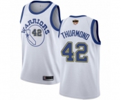 Youth Golden State Warriors #42 Nate Thurmond Authentic White Hardwood Classics 2019 Basketball Finals Bound Basketball Jersey