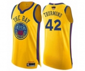 Youth Golden State Warriors #42 Nate Thurmond Swingman Gold 2019 Basketball Finals Bound Basketball Jersey - City Edition