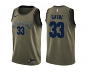 Men Nike Memphis Grizzlies #33 Marc Gasol Green Salute to Service NBA Swingman Jersey