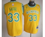 nba memphis grizzlies #33 gasol yellow[revolution 30 swingman]