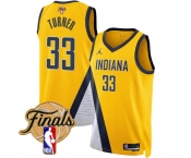 Men's Indiana Pacers #33 Myles Turner Yellow 2025 Finals Statement Edition Stitched Basketball Jersey