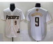 Men's Indiana Pacers #9 T.J. McConnell White Gold 2025 Finals Vapor Stitched Baseball Jersey