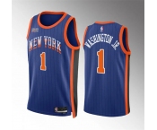 Men's New Yok Knicks #1 Duane Washington Jr Blue 2023-24 City Edition Stitched Basketball Jersey