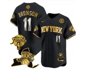 Men's New Yok Knicks #11 Jalen Brunson Black Gold White Number 2026 Finals Patch & EASTERN Patch Stitched Basketball Jersey Men's New Yok Knicks #11 Jalen Brunson Black Gold White Number 2026 Finals Patch & EASTERN Patch Stitched Basketball Jersey