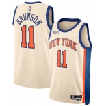 Men's New Yok Knicks #11 Jalen Brunson Cream 2025-26 City Edition Swingman Stitched Basketball Jersey Men's New Yok Knicks #11 Jalen Brunson Cream 2025-26 City Edition Swingman Stitched Basketball Jersey
