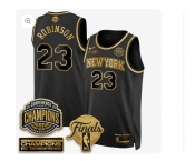 Men's New Yok Knicks #23 Mitchell Robinson Black Gold 2026 Finals Patch &2026 champions Patch Stitched Basketball Jersey Men's New Yok Knicks #23 Mitchell Robinson Black Gold 2026 Finals Patch &2026 champions Patch Stitched Basketball Jersey