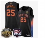 Men's New Yok Knicks #25 Mikal Bridges Black 2026 Finals Patch &USA 250 Patch Stitched Basketball Jersey Men's New Yok Knicks #25 Mikal Bridges Black 2026 Finals Patch &USA 250 Patch Stitched Basketball Jersey