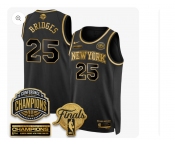 Men's New Yok Knicks #25 Mikal Bridges Black Gold 2026 Finals Patch &2026 champions Patch Stitched Basketball Jersey Men's New Yok Knicks #25 Mikal Bridges Black Gold 2026 Finals Patch &2026 champions Patch Stitched Basketball Jersey