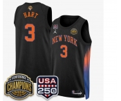 Men's New Yok Knicks #3 Josh Hart Black 2026 Finals Patch &USA 250 Patch Stitched Basketball Jersey Men's New Yok Knicks #3 Josh Hart Black 2026 Finals Patch &USA 250 Patch Stitched Basketball Jersey