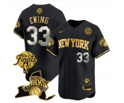 Men's New Yok Knicks #33 Patrick Ewing Black Gold White Number 2026 Finals Patch & EASTERN Patch Stitched Basketball Jersey Men's New Yok Knicks #33 Patrick Ewing Black Gold White Number 2026 Finals Patch & EASTERN Patch Stitched Basketball Jersey