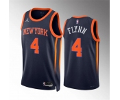 Men's New Yok Knicks #4 Malachi Flynn Navy Statement Edition Stitched Basketball Jersey