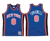 Men's New Yok Knicks #8 Latrell Sprewell Blue Mitchell & Ness 98-99 Road Swingman Stitched Jersey
