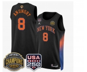 Men's New Yok Knicks #8 OG Anunoby Black 2026 Finals Patch &USA 250 Patch Stitched Basketball Jersey Men's New Yok Knicks #8 OG Anunoby Black 2026 Finals Patch &USA 250 Patch Stitched Basketball Jersey