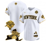 Men's New Yok Knicks Blank White Gold 2026 Finals Patch & EASTERN Patch Stitched Basketball Jersey Men's New Yok Knicks Blank White Gold 2026 Finals Patch & EASTERN Patch Stitched Basketball Jersey