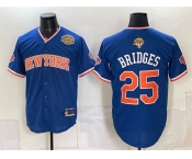 Men's New York Knicks #25 Mikal Bridges Blue 2026 Finals & Eastern Conference Champions Patch Stitched Baseball Jersey Men's New York Knicks #25 Mikal Bridges Blue 2026 Finals & Eastern Conference Champions Patch Stitched Baseball Jersey