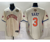 Men's New York Knicks #3 Josh Hart Cream 2026 Finals & Eastern Conference Champions Patch Stitched Baseball Jersey Men's New York Knicks #3 Josh Hart Cream 2026 Finals & Eastern Conference Champions Patch Stitched Baseball Jersey