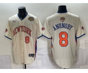 Men's New York Knicks #8 OG Anunoby Cream 2026 Finals & Eastern Conference Champions Patch Stitched Baseball Jersey Men's New York Knicks #8 OG Anunoby Cream 2026 Finals & Eastern Conference Champions Patch Stitched Baseball Jersey