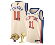 New Yok Knicks #11 Jalen Brunson Cream 2026 Finals Patch And Finals Champions Patch City Edition Stitched Basketball Jersey New Yok Knicks #11 Jalen Brunson Cream 2026 Finals Patch And Finals Champions Patch City Edition Stitched Basketball Jersey