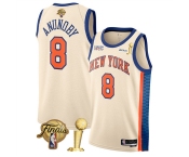 New Yok Knicks #8 OG Anunoby Cream 2026 Finals Patch And Finals Champions Patch City Edition Stitched Basketball Jersey New Yok Knicks #8 OG Anunoby Cream 2026 Finals Patch And Finals Champions Patch City Edition Stitched Basketball Jersey