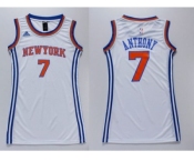 NBA Women Knicks #7 Carmelo Anthony White Dress Stitched Jerseys