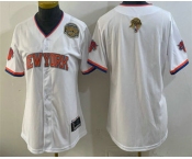 Women's New York Knicks Blank White 2026 Finals Eastern Conference Champions Patch Stitched Baseball Jersey Women's New York Knicks Blank White 2026 Finals Eastern Conference Champions Patch Stitched Baseball Jersey