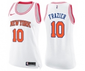 Women's Nike New York Knicks #10 Walt Frazier Swingman White Pink Fashion NBA Jersey