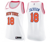 Women's Nike New York Knicks #18 Phil Jackson Swingman White Pink Fashion NBA Jersey
