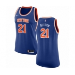 Women's Nike New York Knicks #21 Damyean Dotson Authentic Royal Blue NBA Jersey - Icon Edition