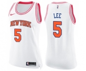 Women's Nike New York Knicks #5 Courtney Lee Swingman White Pink Fashion NBA Jersey