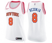 Women's Nike New York Knicks #8 Mario Hezonja Swingman White Pink Fashion NBA Jersey
