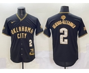Men's Oklahoma City Thunder #2 Shai Gilgeous-Alexander Black Gold 2025 Finals Vapor Stitched Baseball Jersey