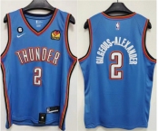 Men's Oklahoma City Thunder #2 Shai Gilgeous-Alexander Blue With NO.6 Patch Stitched Basketball Jersey