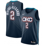 Men's Oklahoma City Thunder #2 Shai Gilgeous-Alexander Navy 2025-26 City Edition Swingman Stitched Basketball Jersey Men's Oklahoma City Thunder #2 Shai Gilgeous-Alexander Navy 2025-26 City Edition Swingman Stitched Basketball Jersey