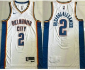 Men's Oklahoma City Thunder #2 Shai Gilgeous-Alexander White Icon Sponsor AU Jersey