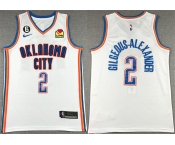 Men's Oklahoma City Thunder #2 Shai Gilgeous-Alexander White With NO.6 Patch Stitched Basketball Jersey