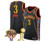 Men's Oklahoma City Thunder #3 Dillon Jones Black 2025 Finals Patch And Finals Champions Patch City Edition Stitched Basketball Jersey
