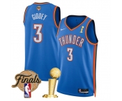 Men's Oklahoma City Thunder #3 Dillon Jones Blue 2025 Finals Patch And Finals Champions Patch Icon Edition Stitched Basketball Jersey