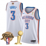 Men's Oklahoma City Thunder #3 Dillon Jones White 2025 Finals Patch And Finals Champions Patch Association Edition Stitched Basketball Jersey