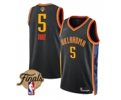 Men's Oklahoma City Thunder #5 Luguentz Dort Black 2024-25 City Edition Stitched Basketball Jersey