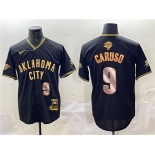 Men's Oklahoma City Thunder #9 Alex Caruso Black Gold 2025 Finals Vapor Stitched Baseball Jersey