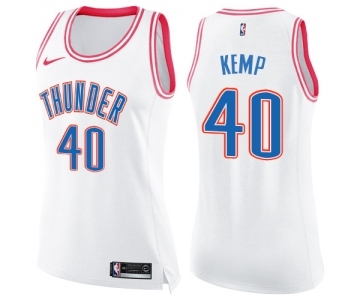 Women's Nike Oklahoma City Thunder #40 Shawn Kemp Swingman White Pink Fashion NBA Jersey